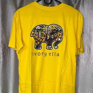 Ivory Ella Save the Elephants Yellow Tee, size Medium